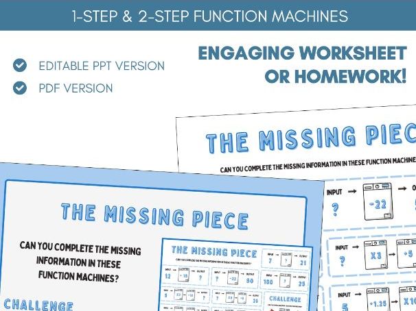 1 Step & 2 Step Function Machines | Worksheet Homework Task | Algebra