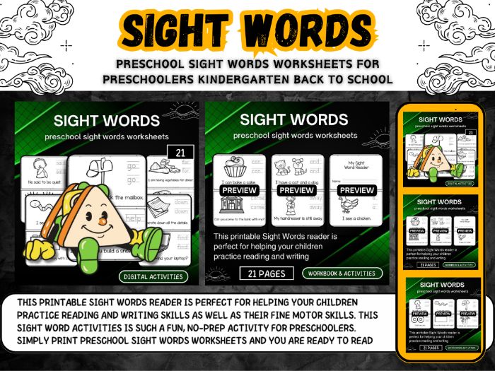 preschool sight words worksheets back to school activities for kids