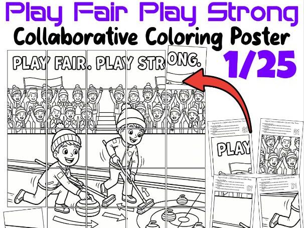 Play Fair Play Strong Collaborative Coloring Poster | Winter Olympics