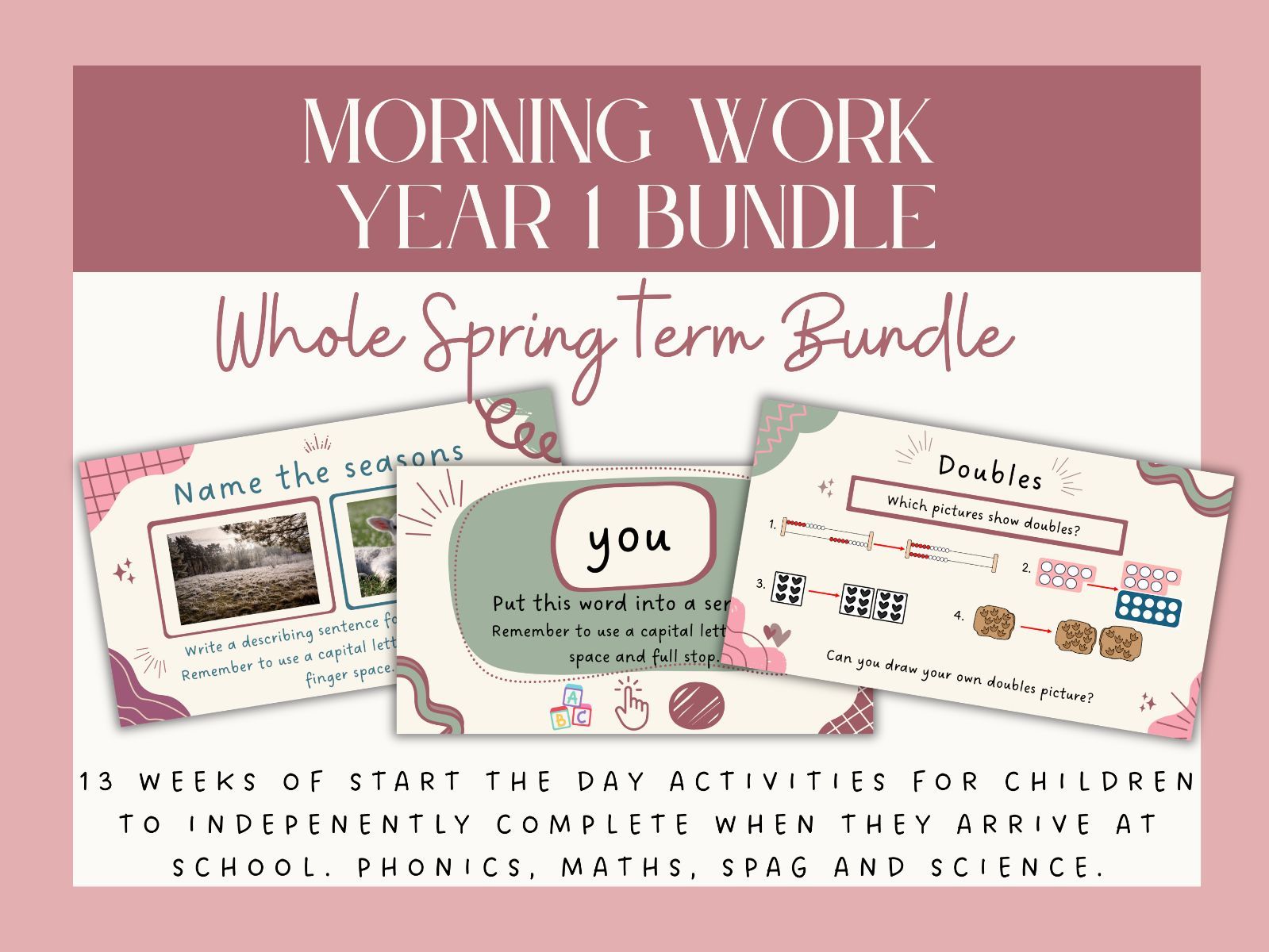 Year 1 Start the Day | 5 Minute Work | Morning Work SPRING BUNDLE