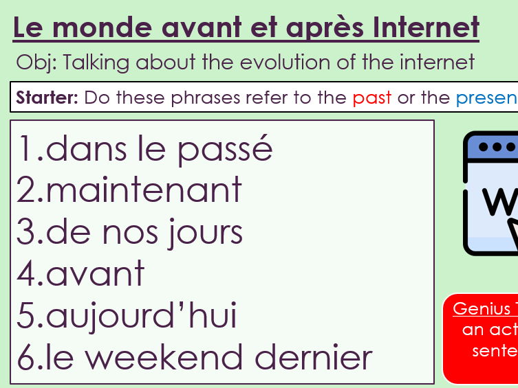NEW AQA GCSE French: 8.1F Le monde avant et après Internet