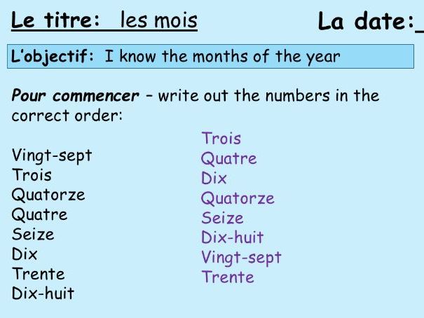 Months and birthdays year 7 French 2 lessons