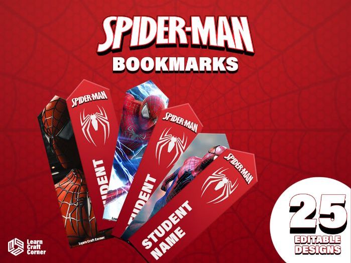Spider-Man Bookmarks – 25 Editable Bookmarks | Reading Rewards
