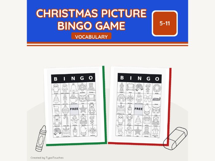 Christmas Picture Bingo Game | 33 Sheets