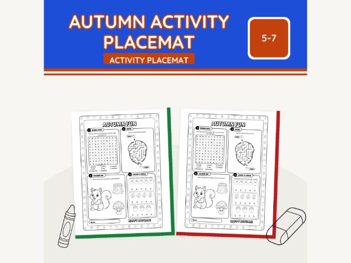 Autumn Activity Placemat Word Search | 2 pp