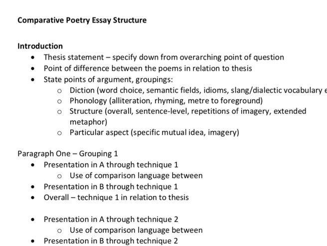 Poetry Comparison Essay Structure