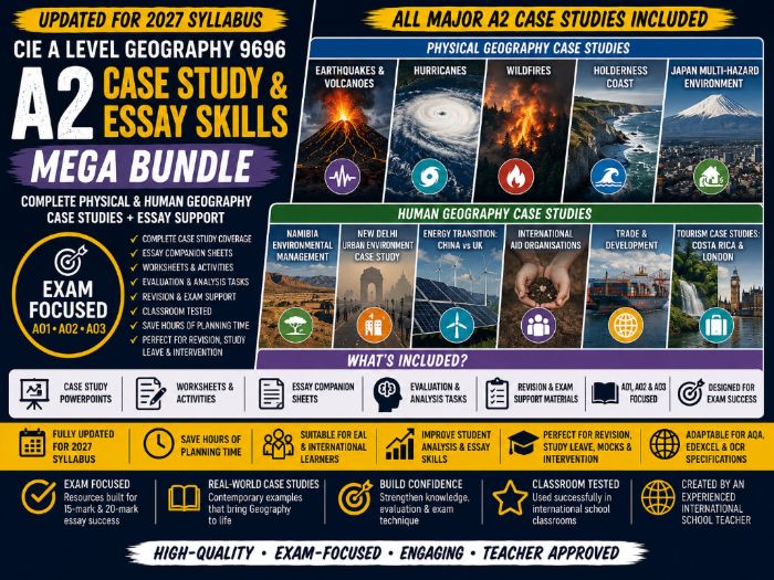 CIE A Level Geography 9696 A2 Case Study & Essay Skills Mega Bundle (UPDATED FOR THE 2027 SYLLABUS)