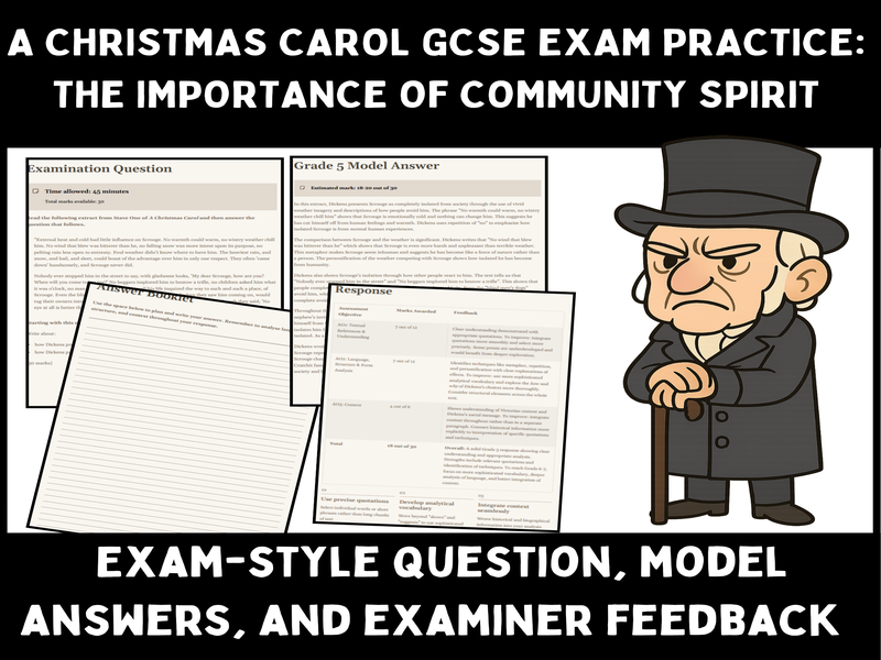 A Christmas Carol GCSE Exam Question on Community Spirit with Model Answers