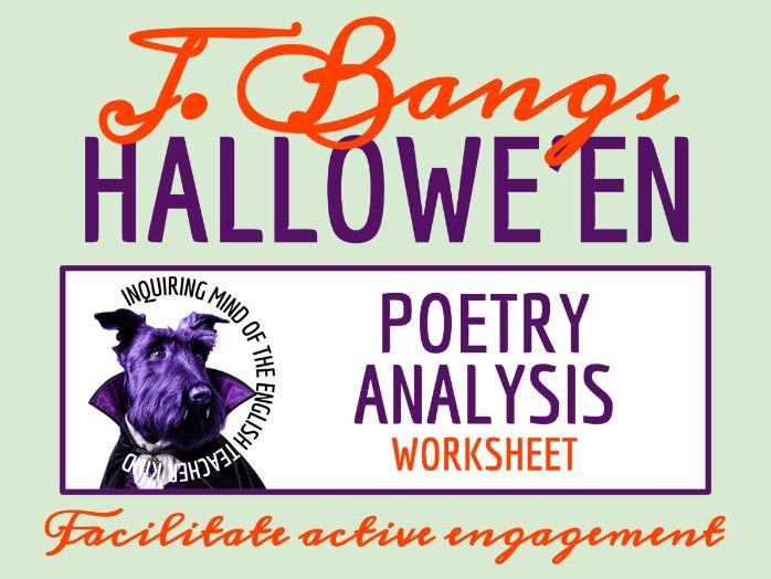 "Halloween" by John Kendrick Bangs Poem Analysis Worksheet | Fall Holiday Poetry