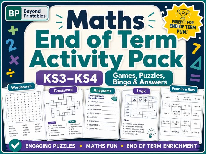 FREE KS3–KS4 Maths End of Term Activity Pack | Games, Puzzles, Bingo & Answers