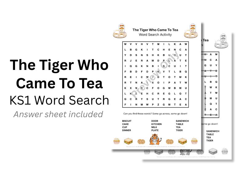 The Tiger Who Came To Tea KS1 Word Search Activity