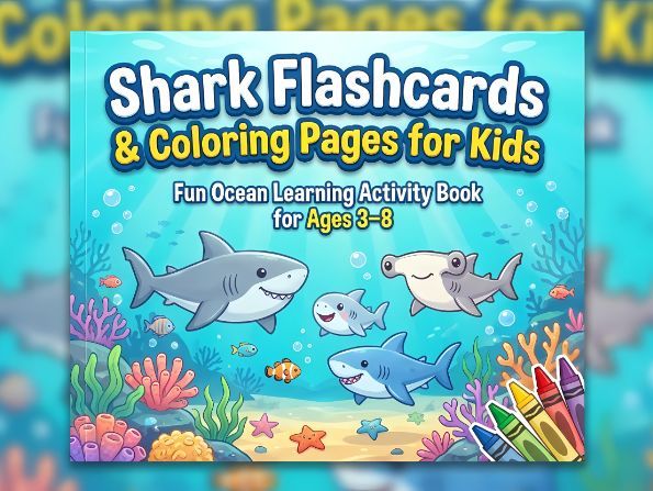 Shark Flashcards & Coloring Pages for Kids