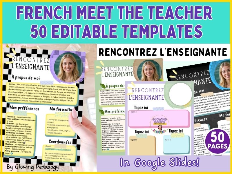 French Meet the Teacher Editable Template – Rencontrez l’enseignante | Back-to-School Pack