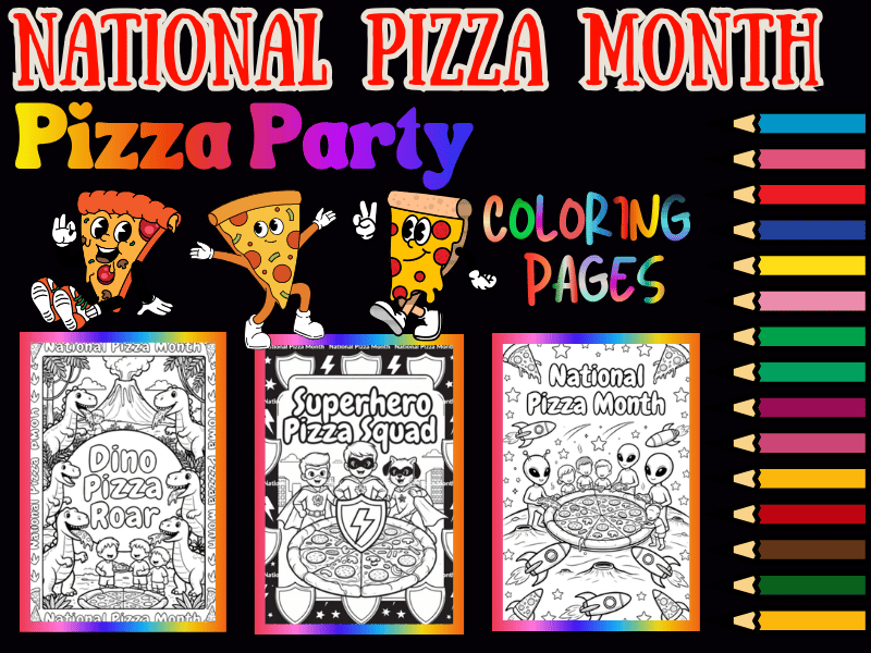 National Pizza Month Pizza Party Coloring Pages for Kids | NO PREP Activity Pack