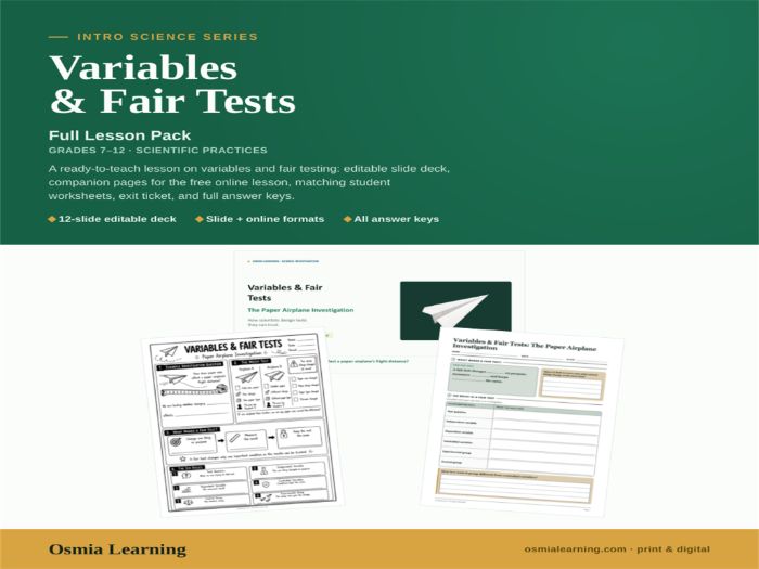 Variables & Fair Tests: Full Lesson Pack