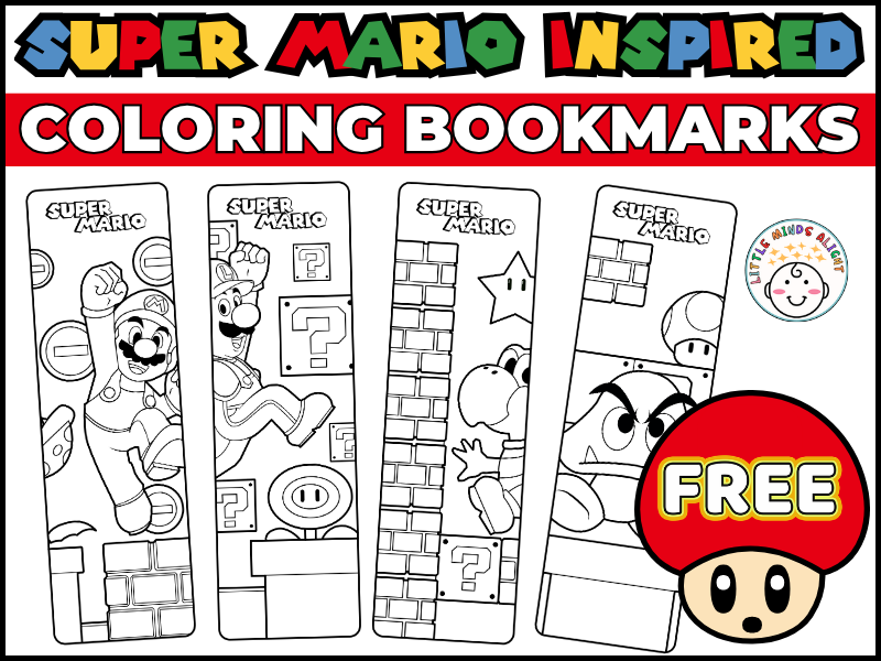 Super Mario Coloring Bookmarks | 4 Designs