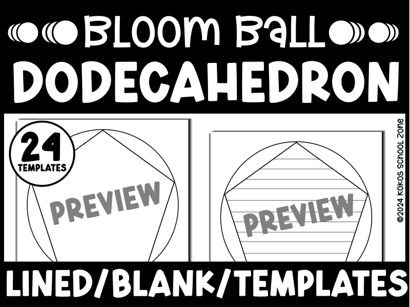 Bloom Ball Dodecahedron Project Template - Blank and Lined - Printable -