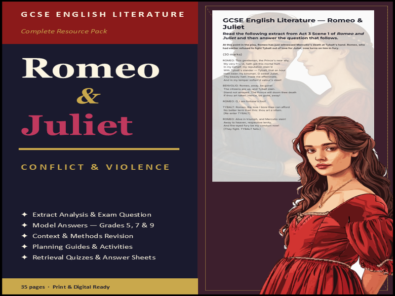 Romeo & Juliet Conflict and Violence Exam Practice GCSE