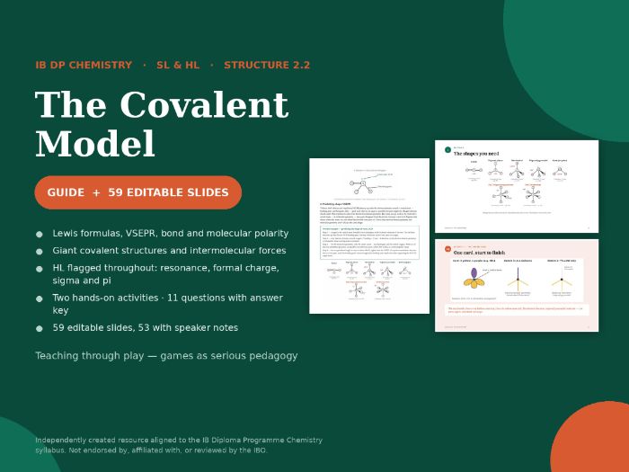 IB Chemistry Structure 2.2 The Covalent Model | Guide, 59 Slides, 6 Games