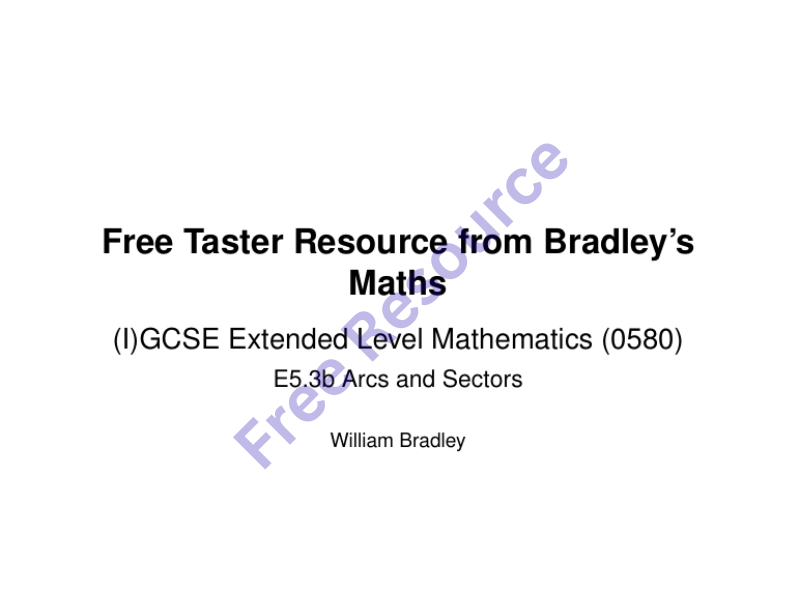 FREE Taster: IGCSE Maths (0580) - Arcs and Sectors Worksheets + Answers
