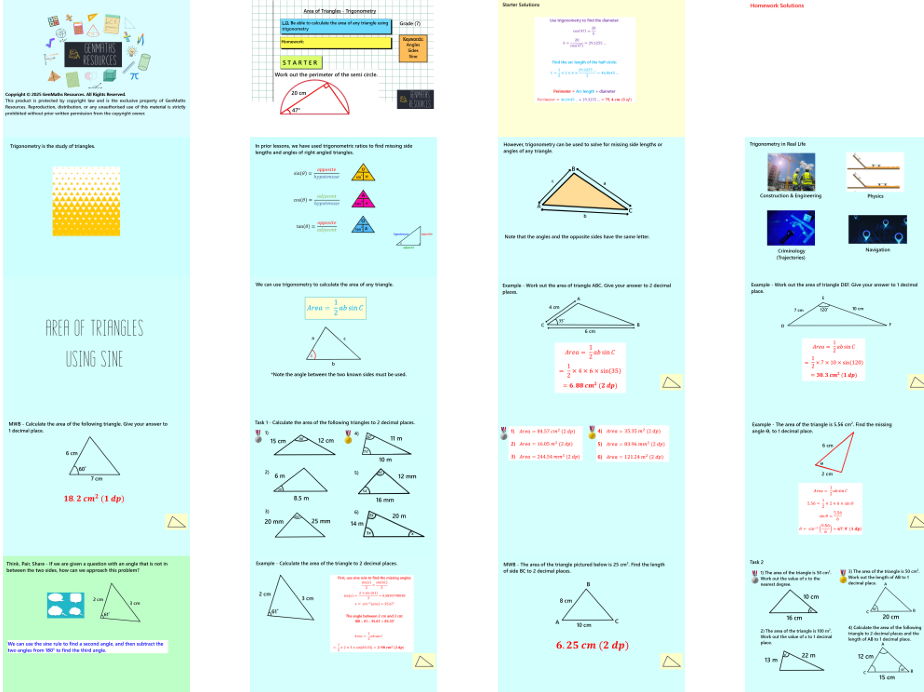 Pythagoras' Theorem & Trigonometry - Maths GCSE Higher PowerPoint Lessons Resource Bundle