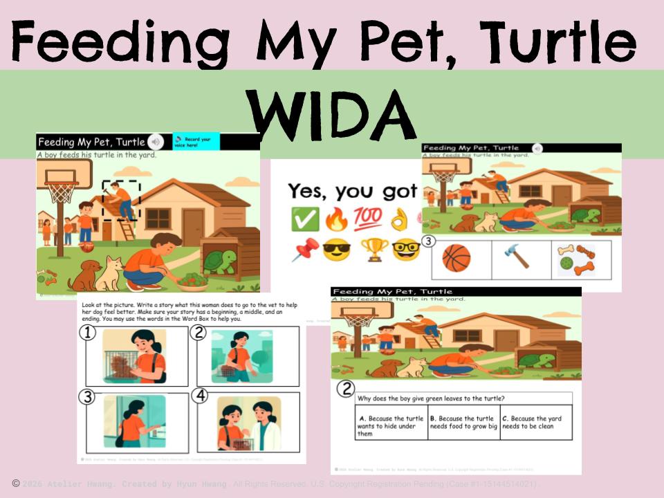 Feeding My Pet Turtle WIDA ESL Writing Packet | K-2 Language Test Prep