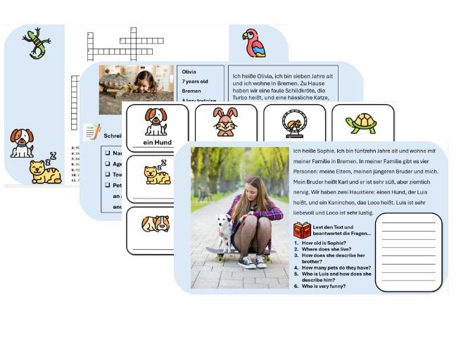 Pets (German) – Independent Learning & Cover Pack