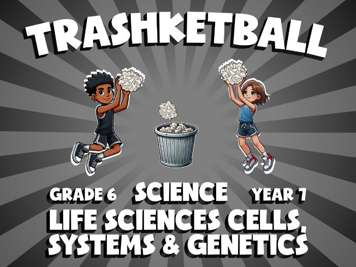 Life Sciences Cells, Systems & Genetics TRASHKETBALL Science Game | No-Prep Year 7 Review Activity