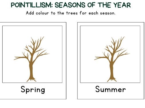 Four seasons pointillism activity