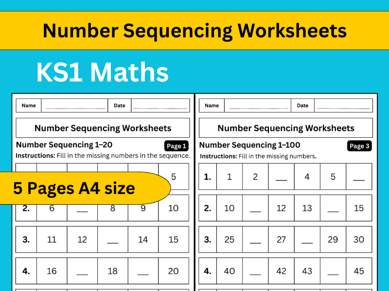 Number Sequencing Worksheets | KS1 Maths