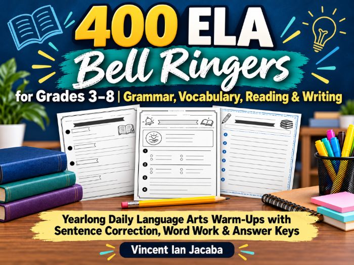400 ELA Bell Ringers for Grades 3–8 | Grammar, Vocabulary, Reading & Writing