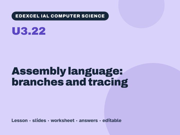 Edexcel IAL Computer Science – U3.22 Assembly language: branches and tracing – Lesson & Worksheet