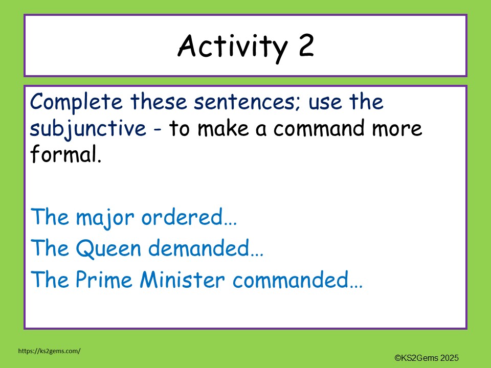 Y6 GPS The Subjunctive Form Pack
