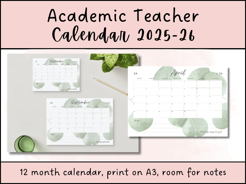 Academic Teacher Calendar 2025–26 (PDF)