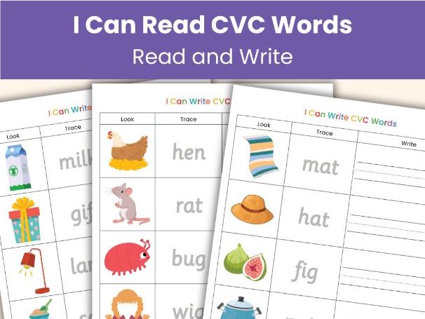 I Can Write CVC Words Workbook | Trace and Write Phonics Practice | Printable Worksheets