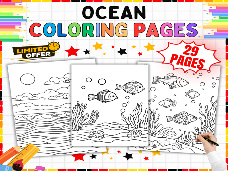 Ocean Colouring Pages | Sea Life Activities - Printable Marine Animals Worksheets for Kids