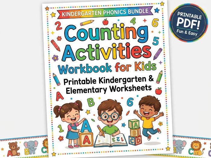 Counting Activities Workbook for Kids – Printable Kindergarten & Elementary Worksheets