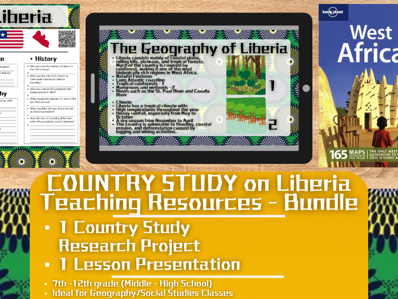 Country Study Teaching Resources - Liberia - Social Studies + Geography - Bundle