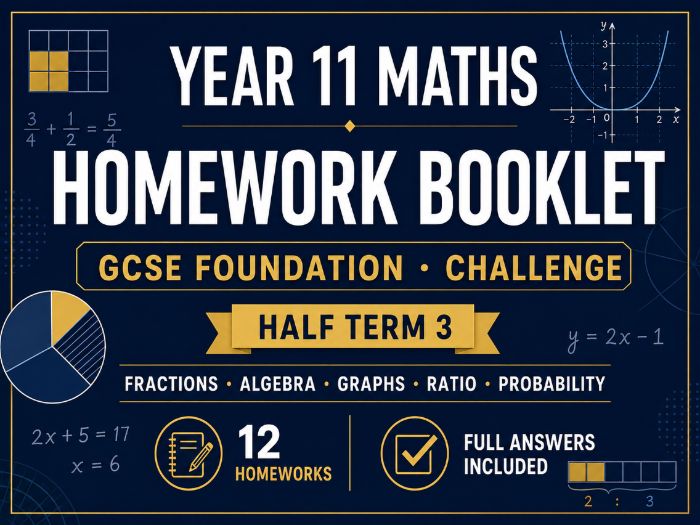 Year 11 Maths Homework Booklet – GCSE Foundation Challenge – Half Term 3 with Answers