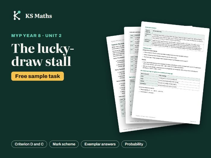 FREE MYP Year 8 Probability criterion D task + mark scheme