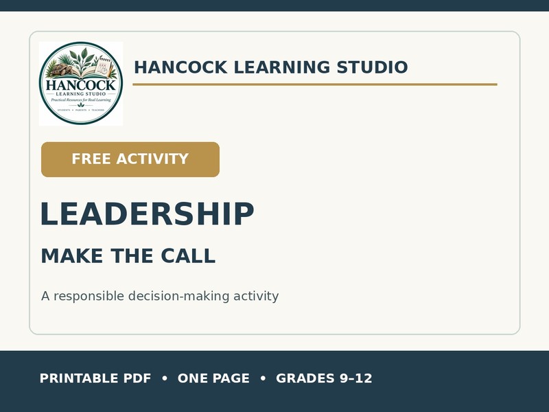 FREE Leadership Decision-Making Activity | Make the Call | Grades 9–12