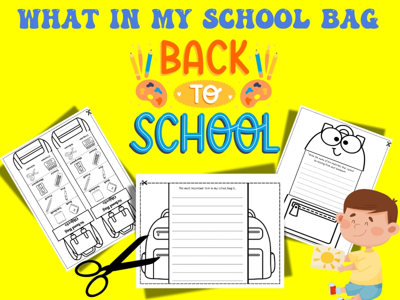 First Day of School – What’s in My School Bag? Back to School Craft Activity