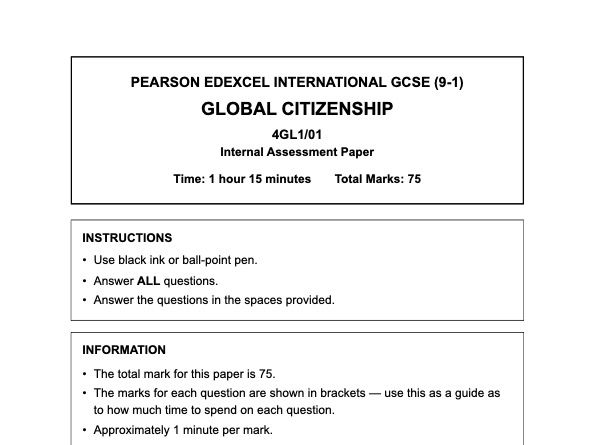 | *Global Citizenship IGCSE Mock Paper \| Edexcel 4GL1/01 \| CAP, Human Rights, GDP & SDGs \| Full M