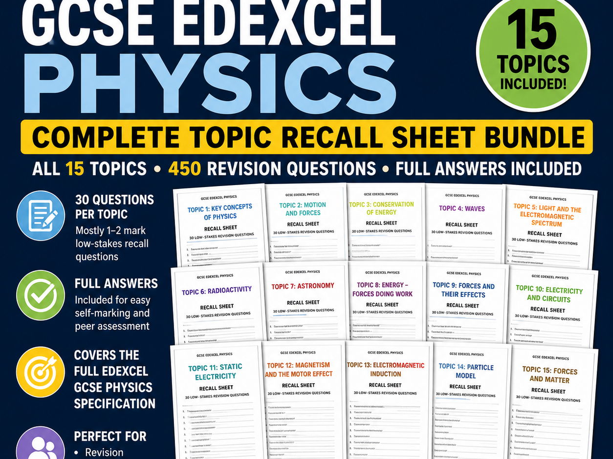 GCSE Edexcel Physics Complete Topic Recall Sheet Bundle