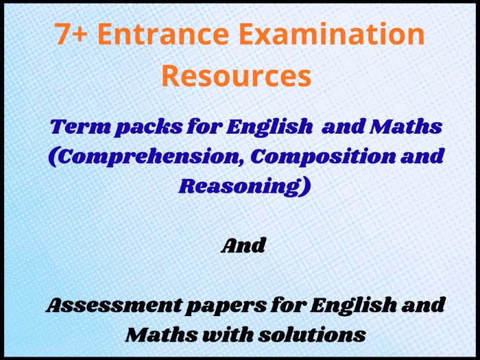 7+ Entrance Examination English and Maths Bundle resources