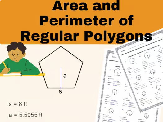 Area and Perimeter of Regular Polygons Worksheets | area and perimeter