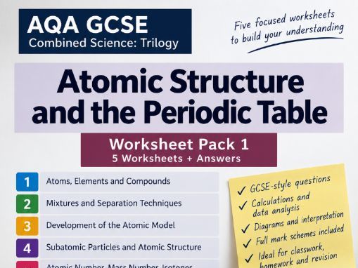 AQA GCSE Atomic Structure – 5 Worksheets + Answers