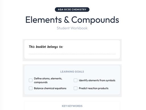 Elements, Compounds & Mixtures: Complete Workbook & Interactive Simulation (AQA 4.1.1.1)