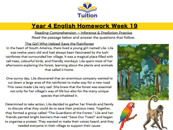 19. Year 4 - Reading Comprehension & Commas for Clauses