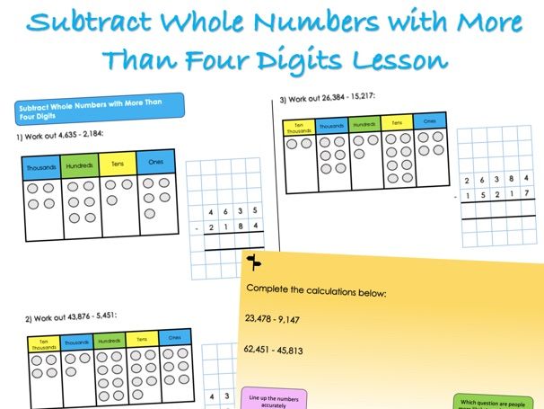 Year 5 Addition and Subtraction - Subtract Whole Numbers with More Than Four Digits Lesson